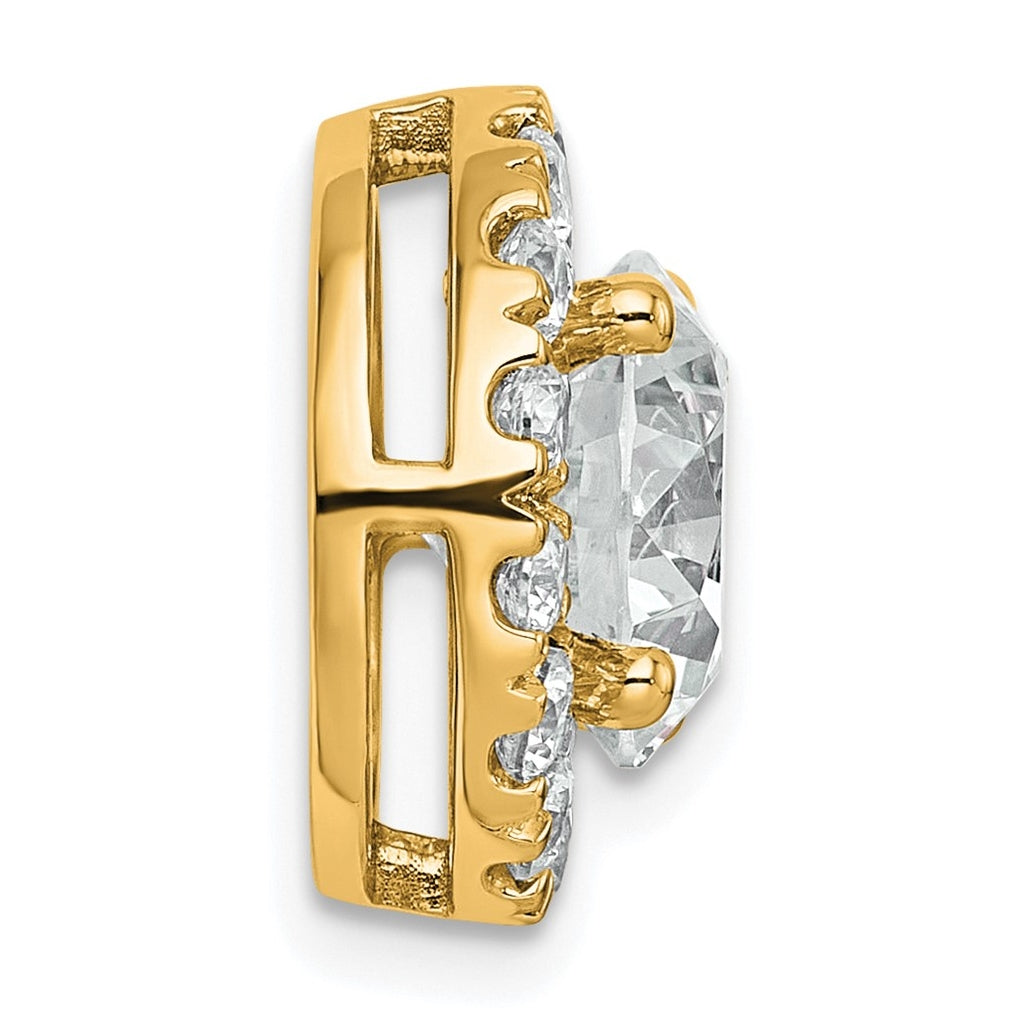 14K Yellow Or White Gold Certified Lab Grown Diamond VS+ F+ Round Complete Halo Chain Slide Pendant