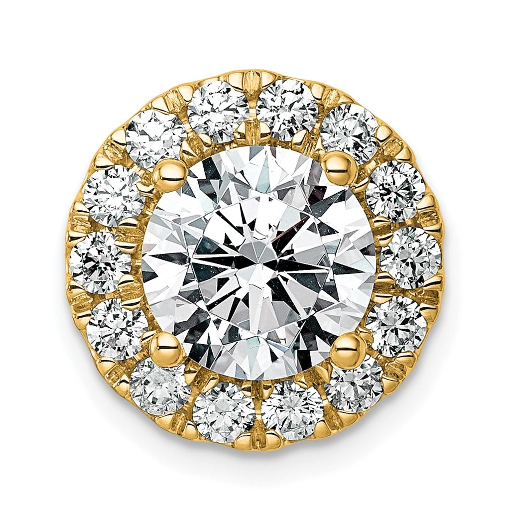 14K Yellow Or White Gold Certified Lab Grown Diamond VS+ F+ Round Complete Halo Chain Slide Pendant