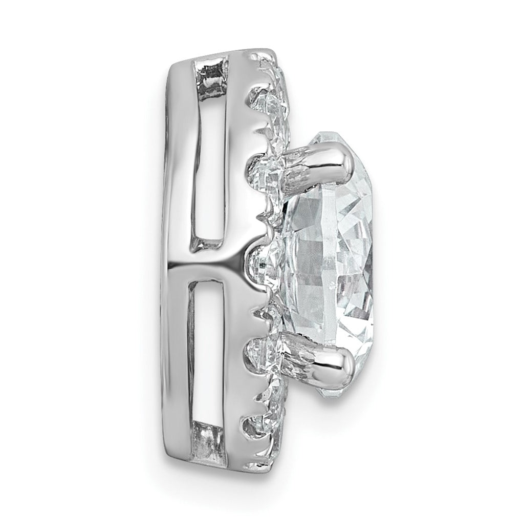 14K Yellow Or White Gold Certified Lab Grown Diamond VS+ F+ Round Complete Halo Chain Slide Pendant