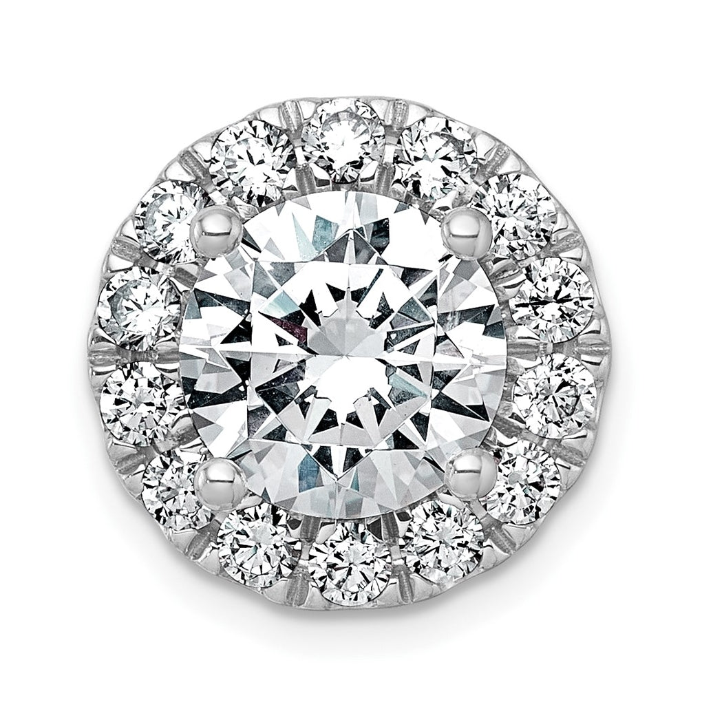 14K Yellow Or White Gold Certified Lab Grown Diamond VS+ F+ Round Complete Halo Chain Slide Pendant