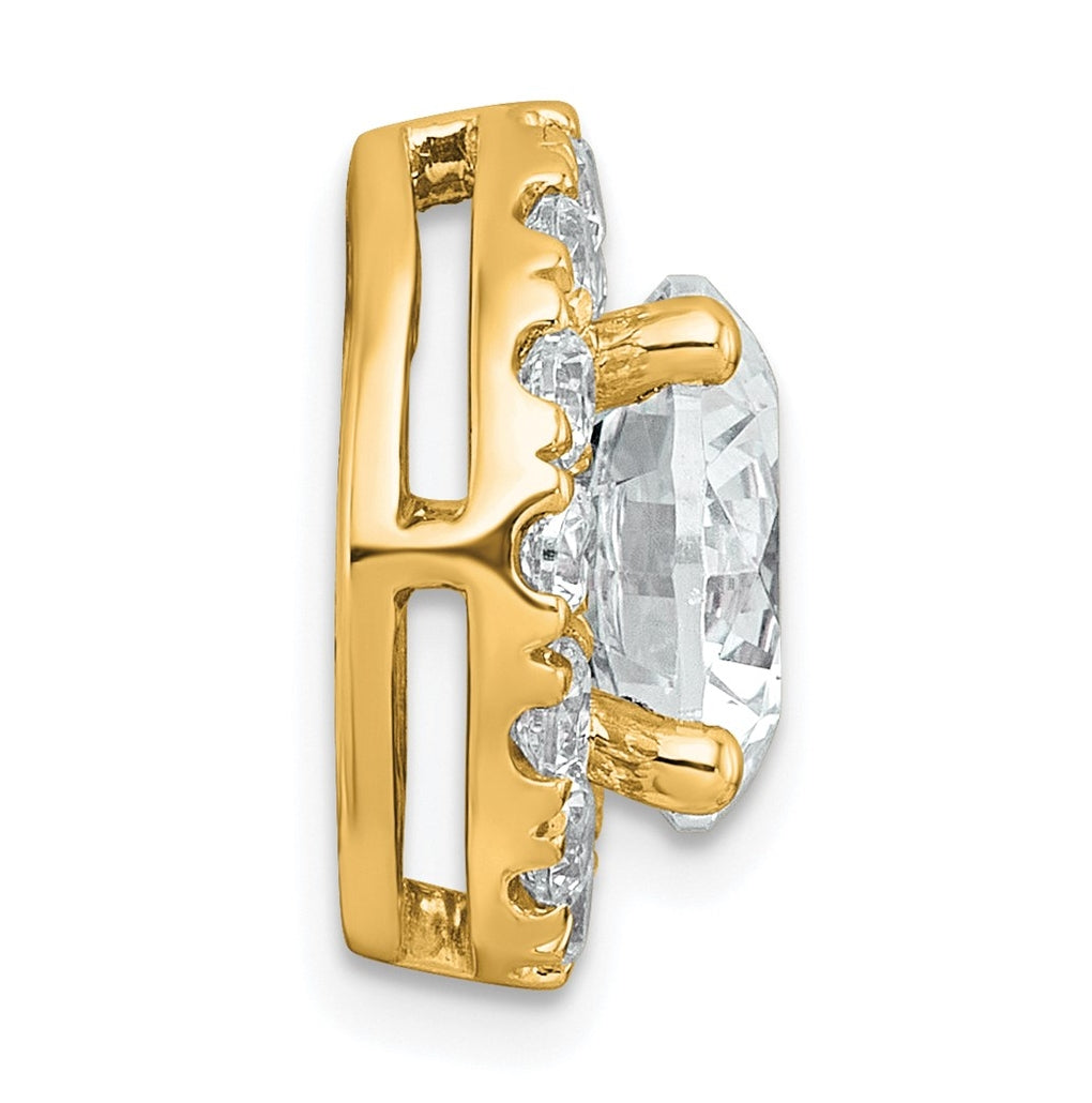 14K Yellow Or White Gold Lab Grown Diamond VS+ F+ Round Complete Halo Chain Slide Pendant