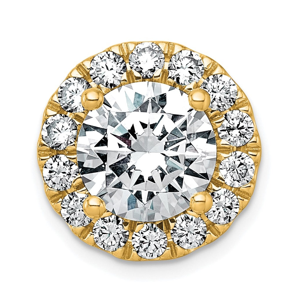 14K Yellow Or White Gold Lab Grown Diamond VS+ F+ Round Complete Halo Chain Slide Pendant