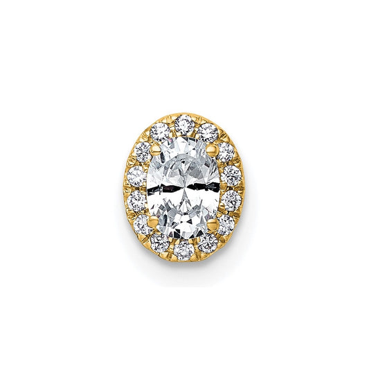 14K Yellow Or White Gold Lab Grown Diamond VS+ F+ Round Complete Halo Chain Slide Pendant