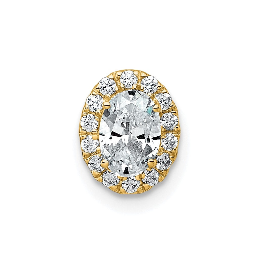 14K Yellow Or White Gold Lab Grown Diamond VS+ F+ Round Complete Halo Chain Slide Pendant