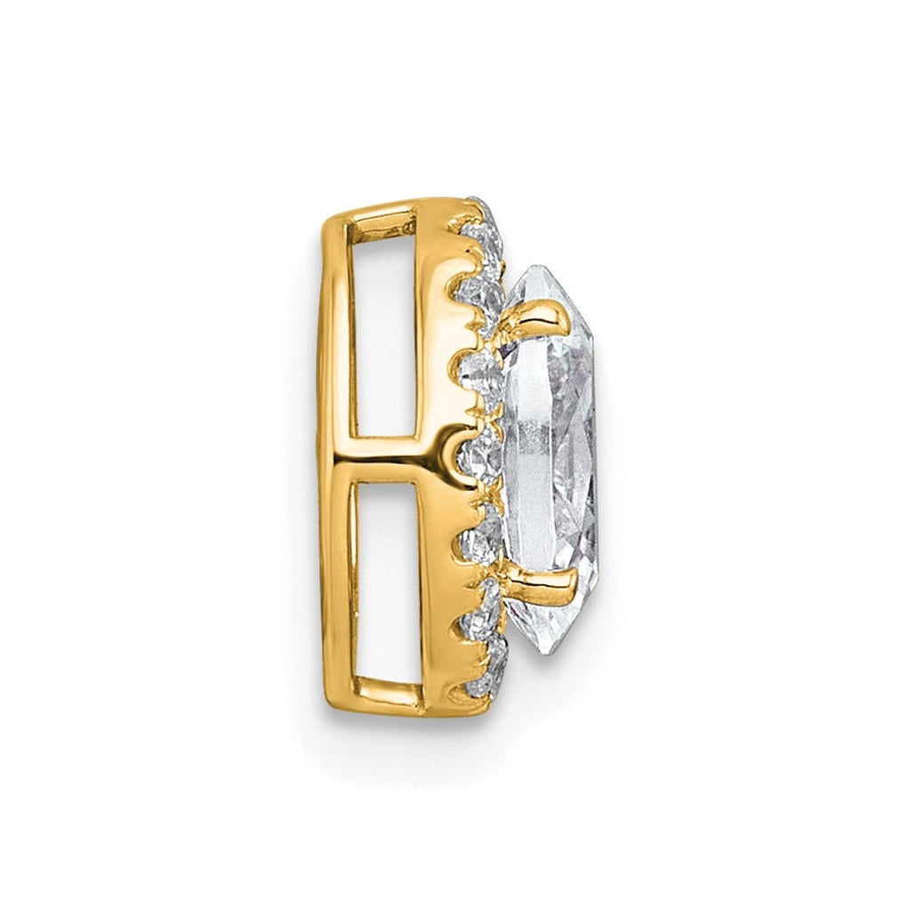 14K Yellow Or White Gold Certified Lab Grown Diamond VS+ F+ Round Complete Halo Chain Slide Pendant