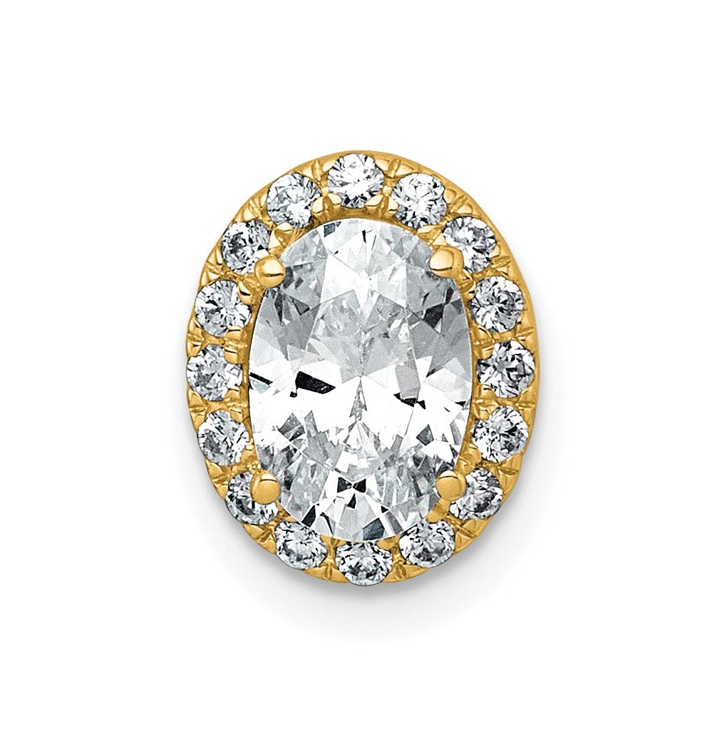 14K Yellow Or White Gold Certified Lab Grown Diamond VS+ F+ Round Complete Halo Chain Slide Pendant