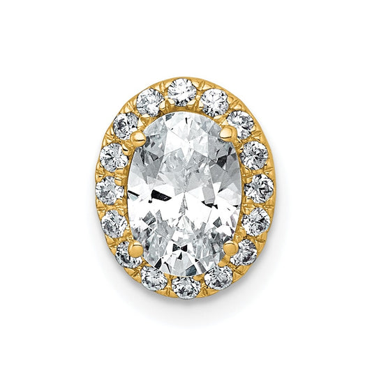 14K Yellow Or White Gold Certified Lab Grown Diamond VS+ F+ Round Complete Halo Chain Slide Pendant
