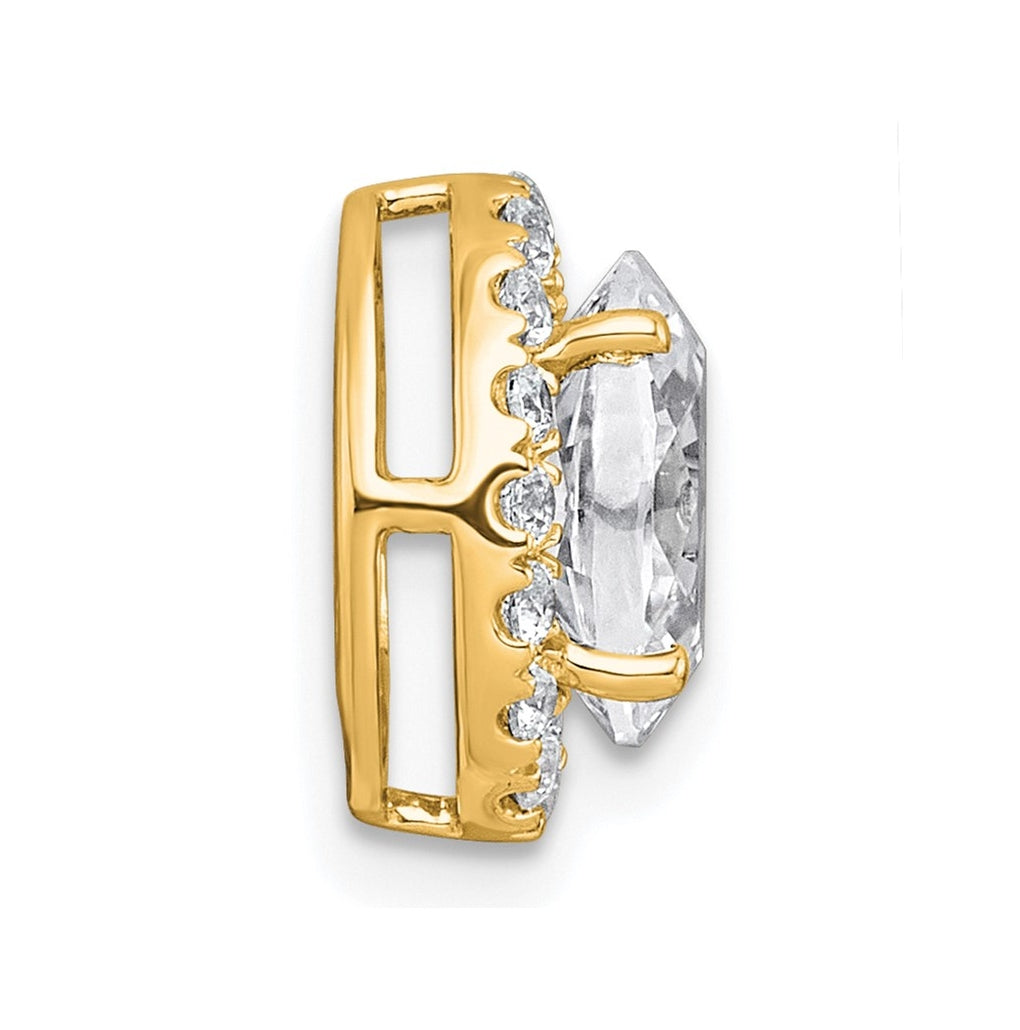 14K Yellow Or White Gold Lab Grown Diamond VS+ F+ Round Complete Halo Chain Slide Pendant