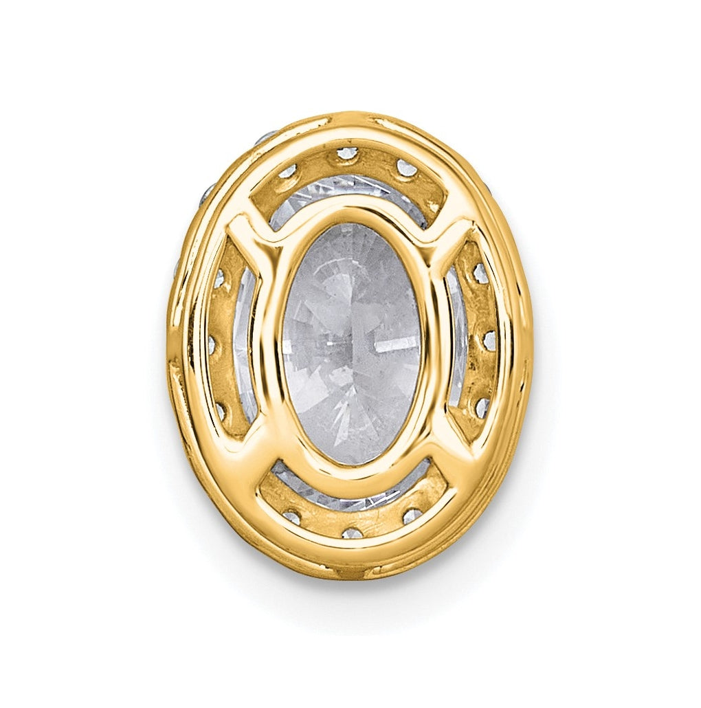 14K Yellow Or White Gold Certified Lab Grown Diamond VS+ F+ Round Complete Halo Chain Slide Pendant