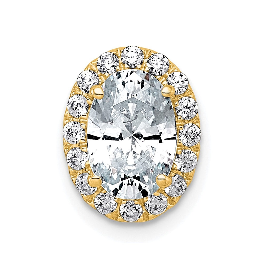 14K Yellow Or White Gold Lab Grown Diamond VS+ F+ Round Complete Halo Chain Slide Pendant