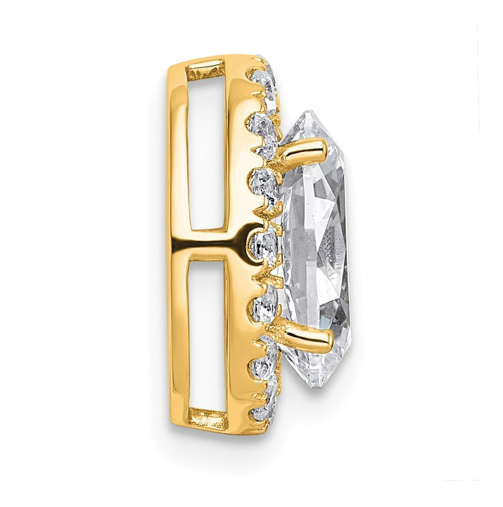 14K Yellow Or White Gold Certified Lab Grown Diamond VS+ F+ Round Complete Halo Chain Slide Pendant