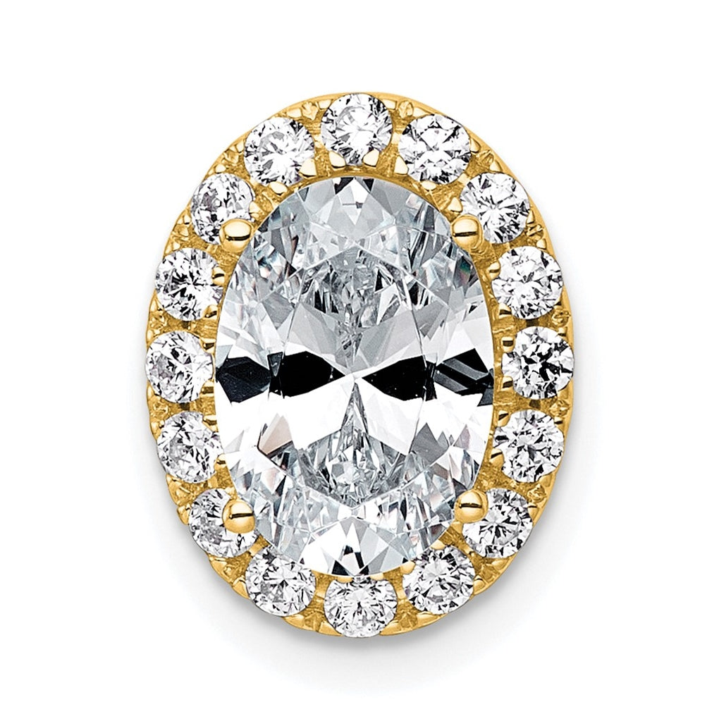 14K Yellow Or White Gold Certified Lab Grown Diamond VS+ F+ Round Complete Halo Chain Slide Pendant