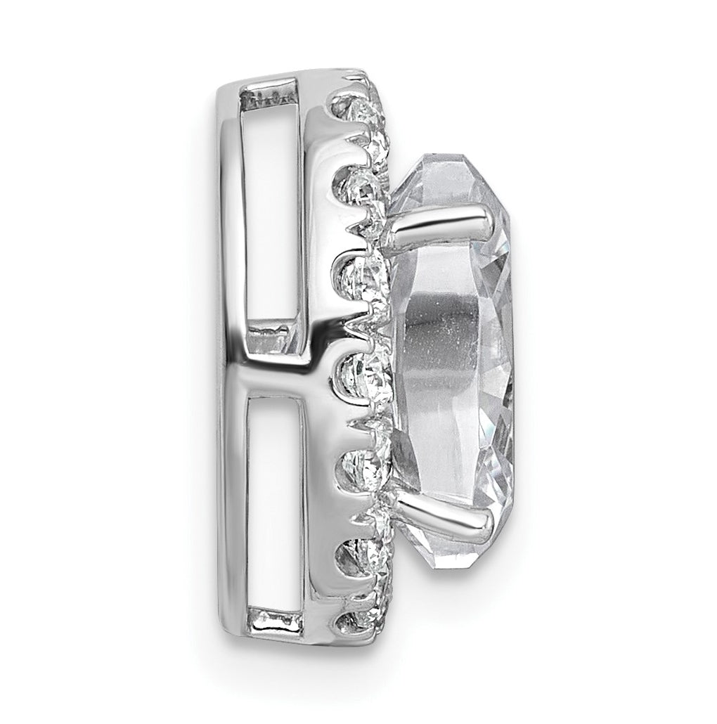 14K Yellow Or White Gold Lab Grown Diamond VS+ F+ Round Complete Halo Chain Slide Pendant