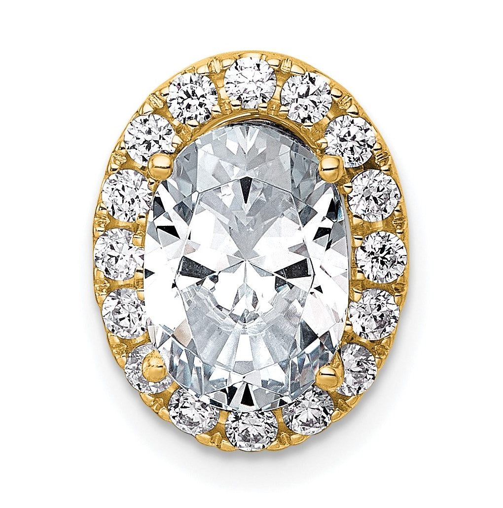 14K Yellow Or White Gold Certified Lab Grown Diamond VS+ F+ Round Complete Halo Chain Slide Pendant