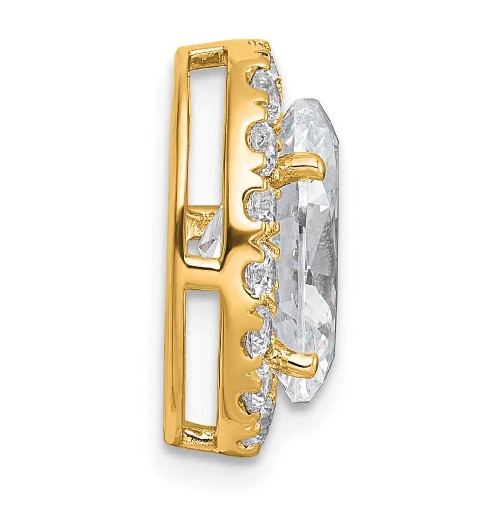 14K Yellow Or White Gold Certified Lab Grown Diamond VS+ F+ Round Complete Halo Chain Slide Pendant