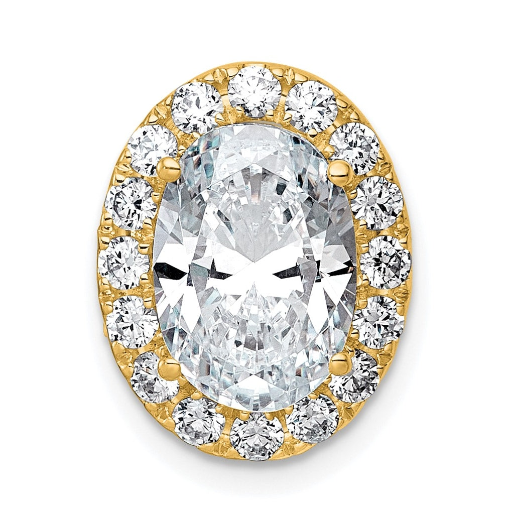 14K Yellow Or White Gold Certified Lab Grown Diamond VS+ F+ Round Complete Halo Chain Slide Pendant