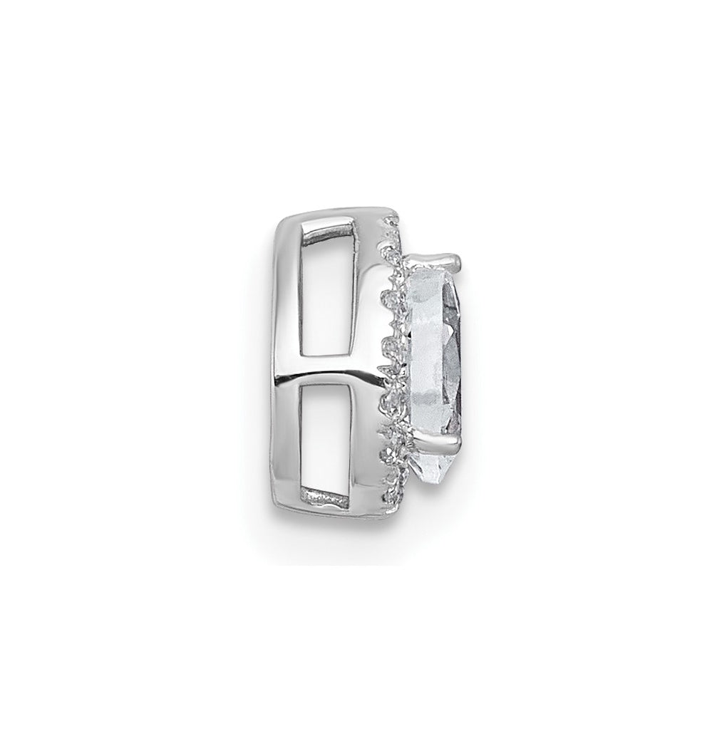 14K Yellow Or White Gold Lab Grown Diamond VS+ F+ Pear Complete Halo Chain Slide Pendant