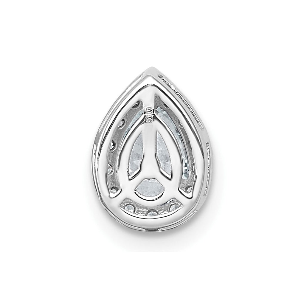 14K Yellow Or White Gold Lab Grown Diamond VS+ F+ Pear Complete Halo Chain Slide Pendant