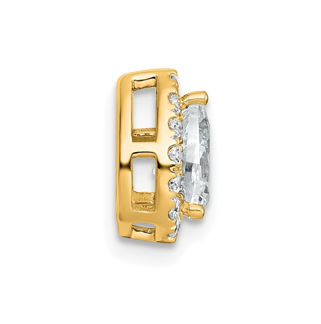 14K Yellow Or White Gold Lab Grown Diamond VS+ F+ Pear Complete Halo Chain Slide Pendant