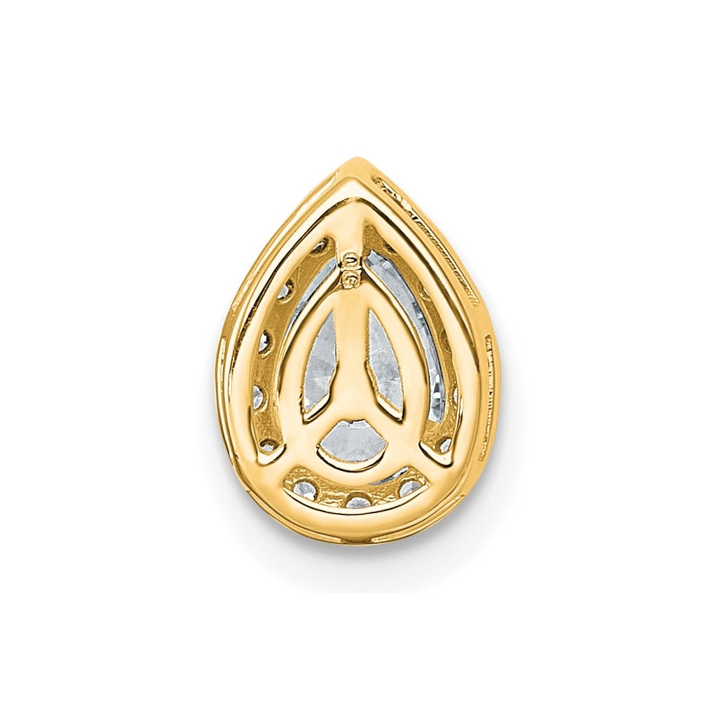 14K Yellow Or White Gold Lab Grown Diamond VS+ F+ Pear Complete Halo Chain Slide Pendant
