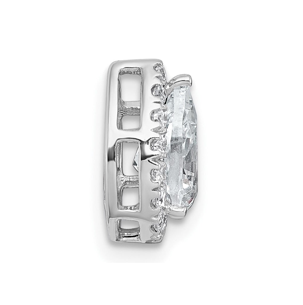 14K Yellow Or White Gold Certified Lab Grown Diamond VS+ F+ Pear Complete Halo Chain Slide Pendant