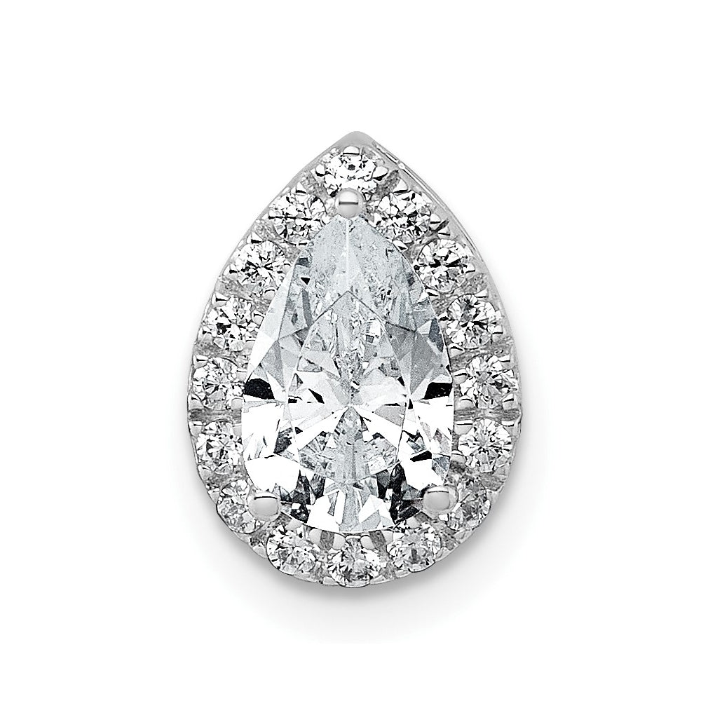 14K Yellow Or White Gold Certified Lab Grown Diamond VS+ F+ Pear Complete Halo Chain Slide Pendant