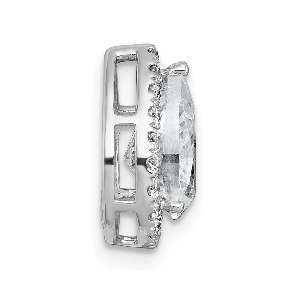 14K Yellow Or White Gold Certified Lab Grown Diamond VS+ F+ Pear Complete Halo Chain Slide Pendant