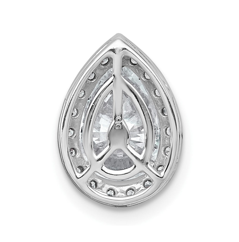 14K Yellow Or White Gold Lab Grown Diamond VS+ F+ Pear Complete Halo Chain Slide Pendant