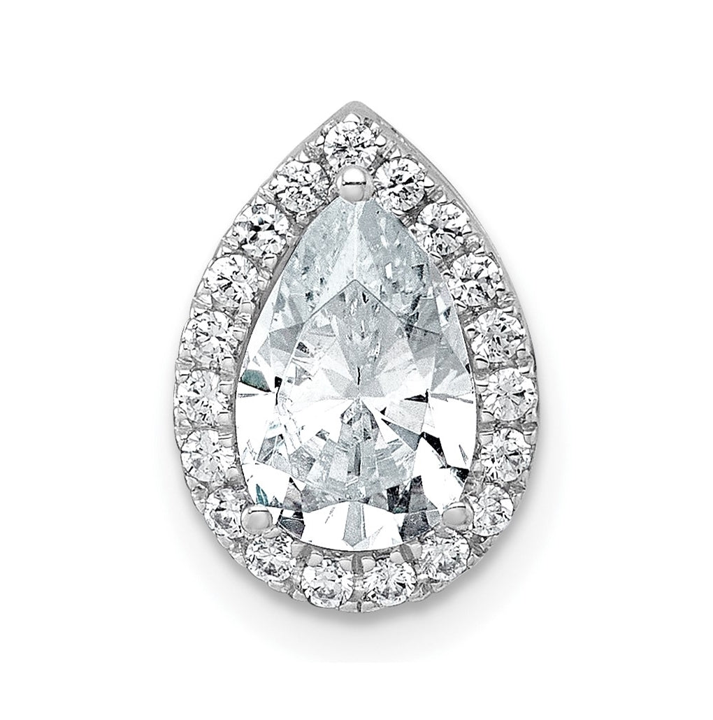 14K Yellow Or White Gold Certified Lab Grown Diamond VS+ F+ Pear Complete Halo Chain Slide Pendant