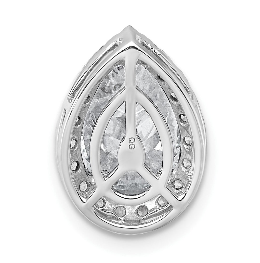 14K Yellow Or White Gold Certified Lab Grown Diamond VS+ F+ Pear Complete Halo Chain Slide Pendant