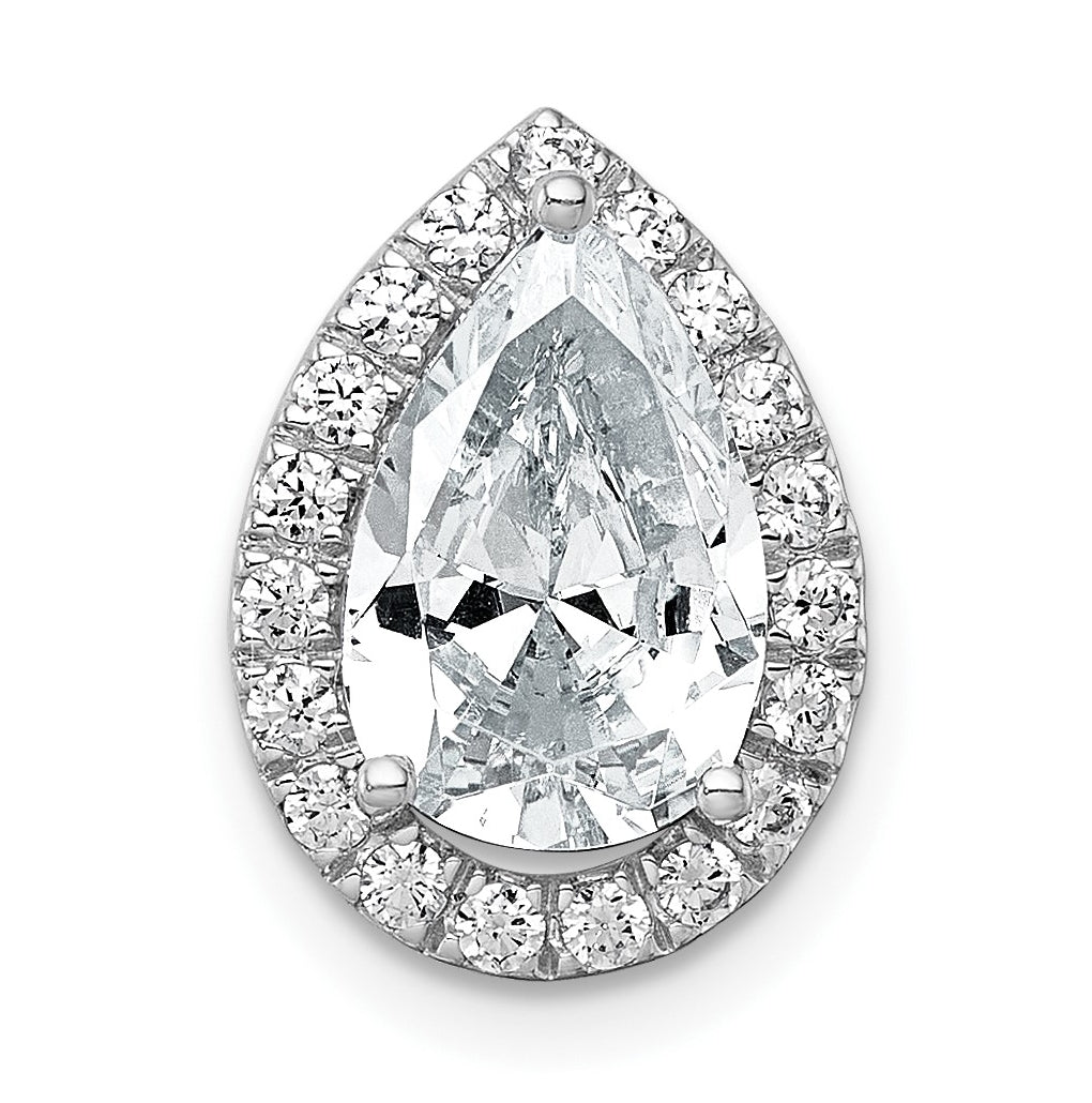 14K Yellow Or White Gold Certified Lab Grown Diamond VS+ F+ Pear Complete Halo Chain Slide Pendant