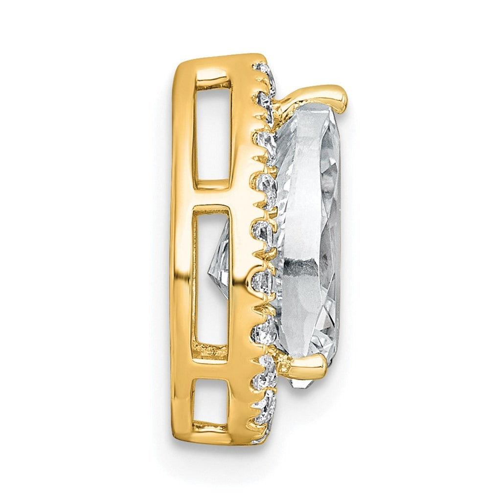 14K Yellow Or White Gold Lab Grown Diamond VS+ F+ Pear Complete Halo Chain Slide Pendant