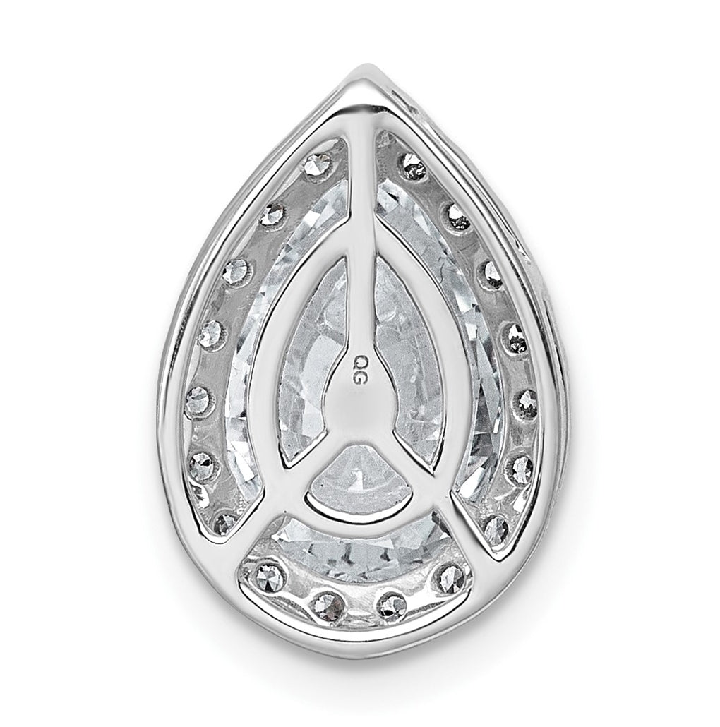 14K Yellow Or White Gold Certified Lab Grown Diamond VS+ F+ Pear Complete Halo Chain Slide Pendant