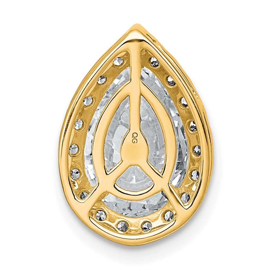 14K Yellow Or White Gold Lab Grown Diamond VS+ F+ Pear Complete Halo Chain Slide Pendant