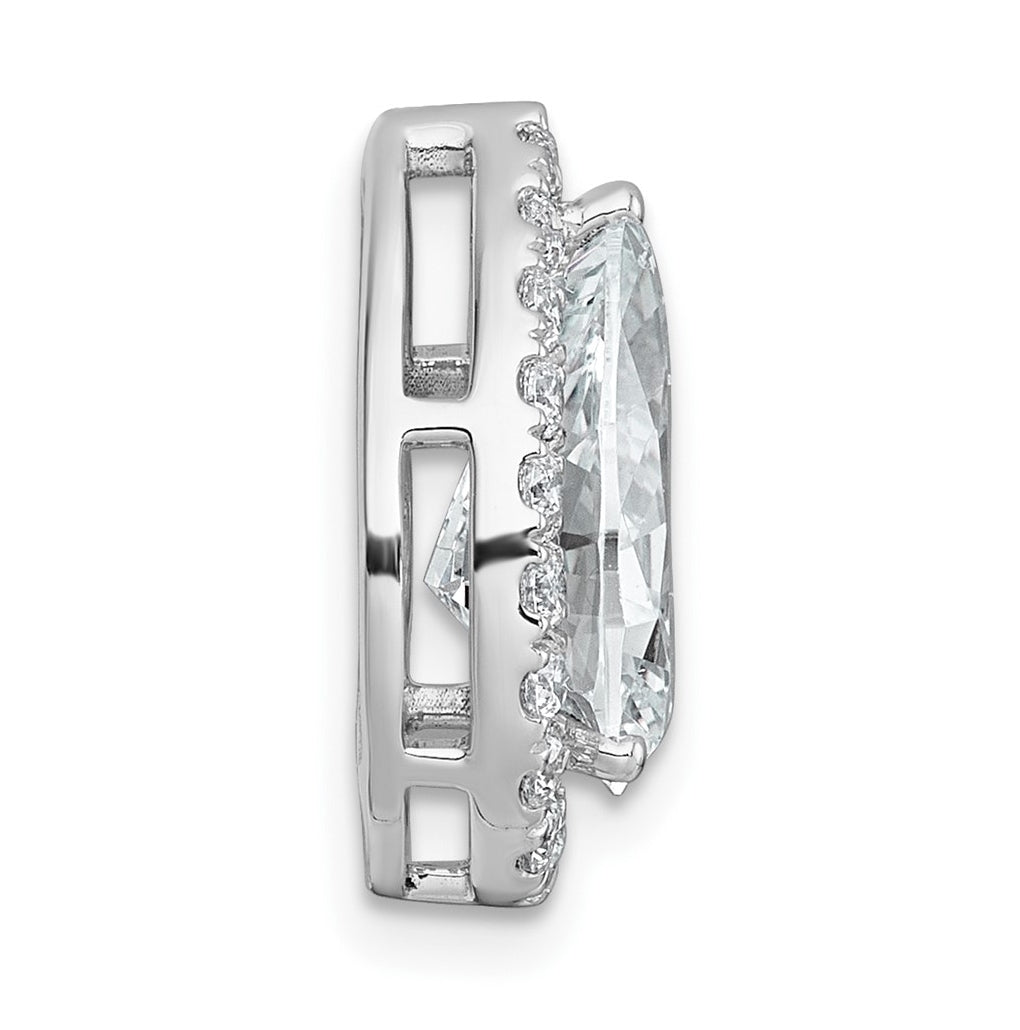 14K Yellow Or White Gold Certified Lab Grown Diamond VS+ F+ Pear Complete Halo Chain Slide Pendant