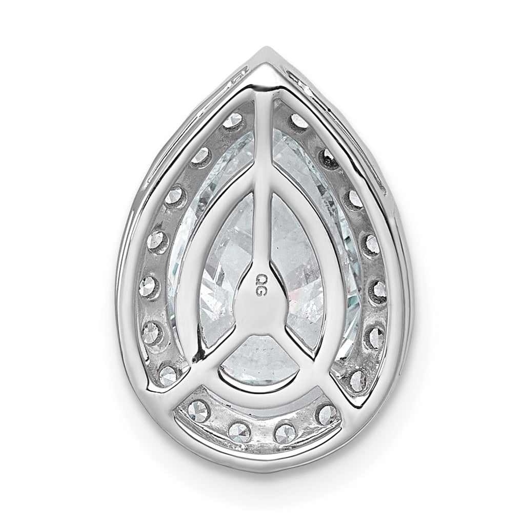 14K Yellow Or White Gold Certified Lab Grown Diamond VS+ F+ Pear Complete Halo Chain Slide Pendant