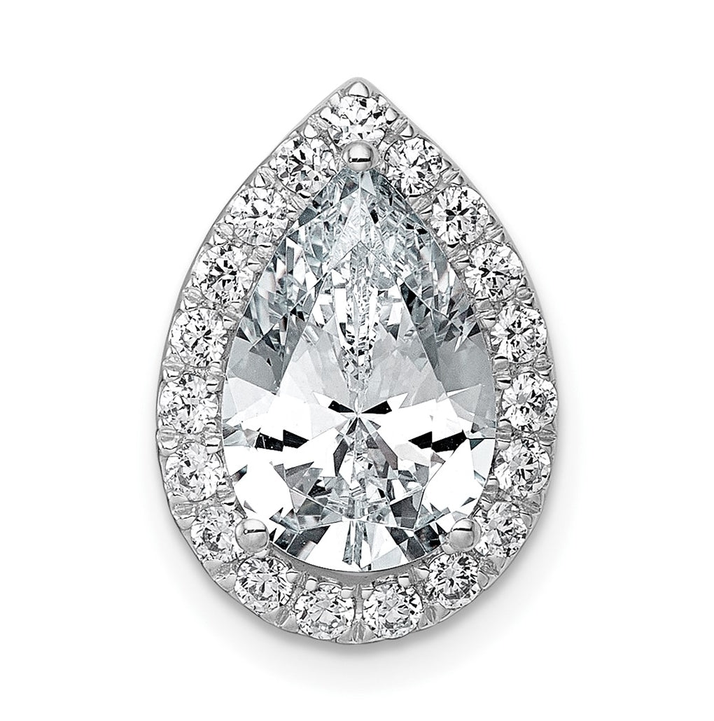 14K Yellow Or White Gold Certified Lab Grown Diamond VS+ F+ Pear Complete Halo Chain Slide Pendant