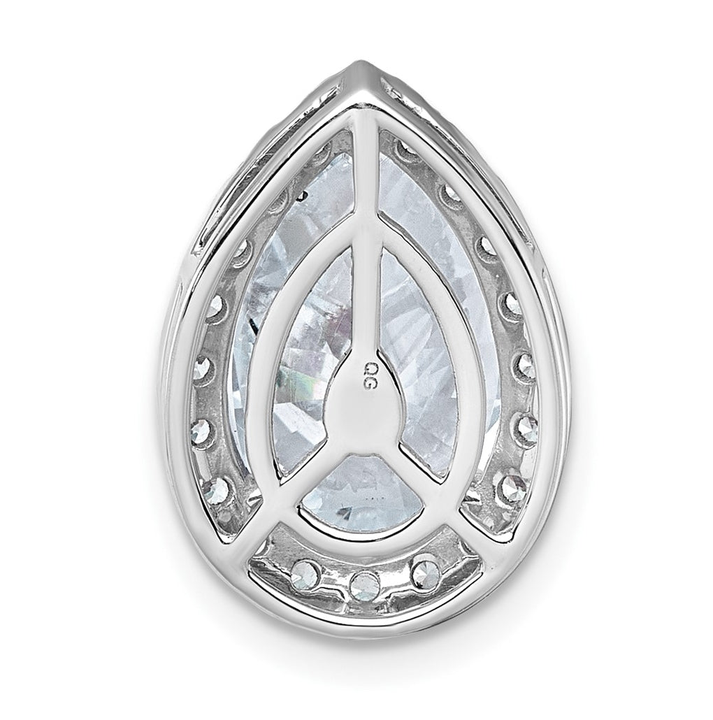 14K Yellow Or White Gold Certified Lab Grown Diamond VS+ F+ Pear Complete Halo Chain Slide Pendant