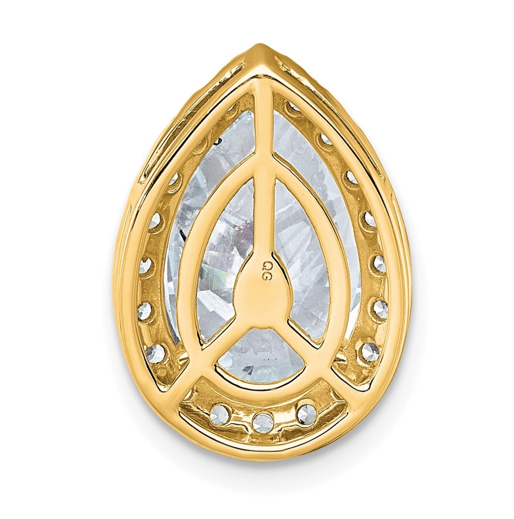 14K Yellow Or White Gold Lab Grown Diamond VS+ F+ Pear Complete Halo Chain Slide Pendant