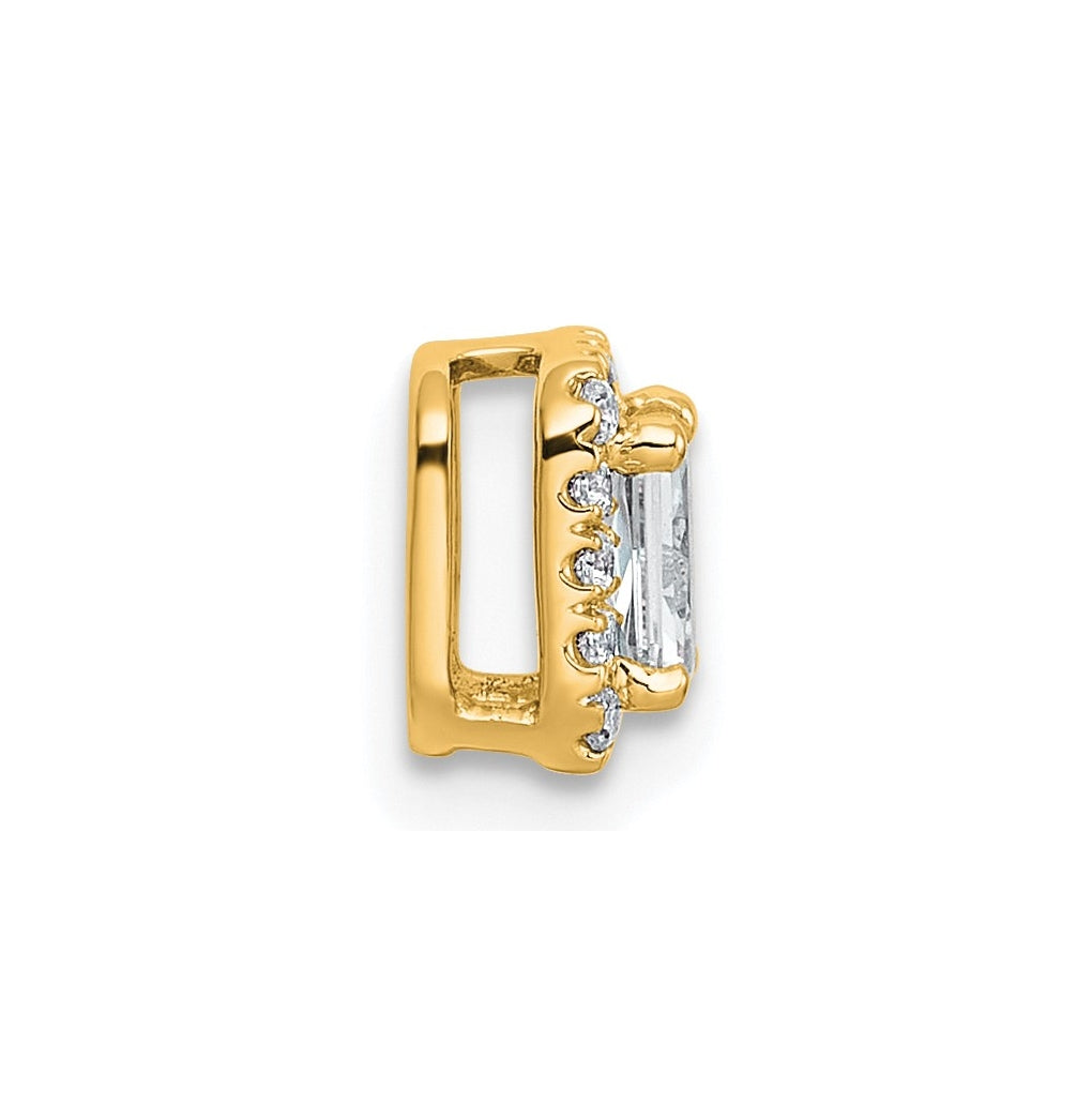 14K Yellow Or White Gold Lab Grown Diamond VS+ F+ Radiant Complete Halo Chain Slide Pendant
