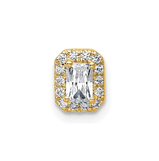 14K Yellow Or White Gold Lab Grown Diamond VS+ F+ Radiant Complete Halo Chain Slide Pendant