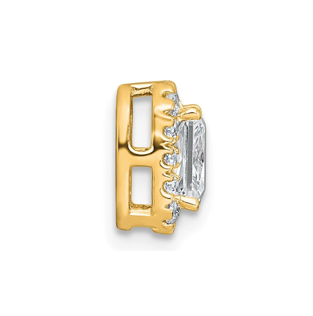 14K Yellow Or White Gold Lab Grown Diamond VS+ F+ Radiant Complete Halo Chain Slide Pendant