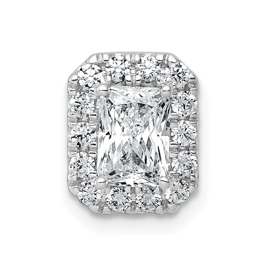 14K Yellow Or White Gold Certified Lab Grown Diamond VS+ F+ Radiant Complete Halo Chain Slide Pendant