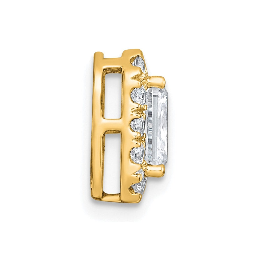 14K Yellow Or White Gold Certified Lab Grown Diamond VS+ F+ Radiant Complete Halo Chain Slide Pendant