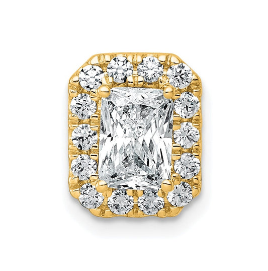 14K Yellow Or White Gold Certified Lab Grown Diamond VS+ F+ Radiant Complete Halo Chain Slide Pendant