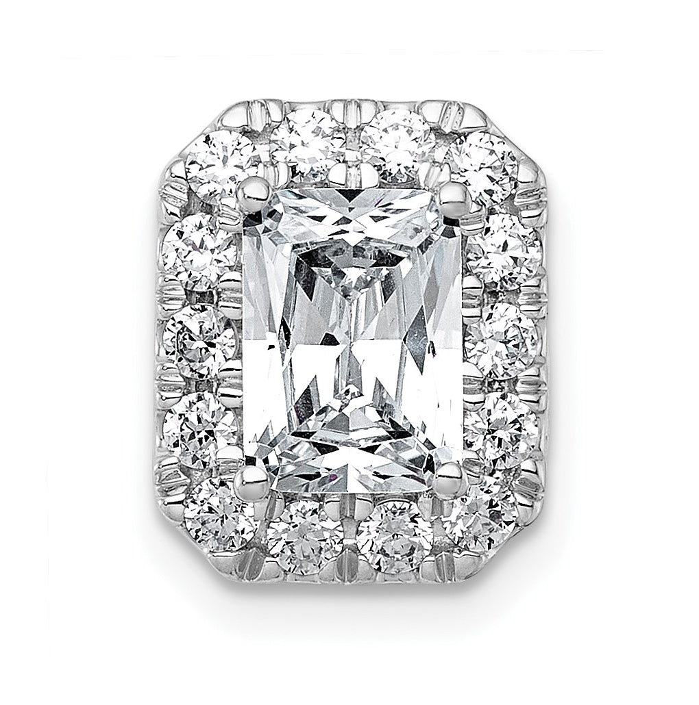 14K Yellow Or White Gold Certified Lab Grown Diamond VS+ F+ Radiant Complete Halo Chain Slide Pendant