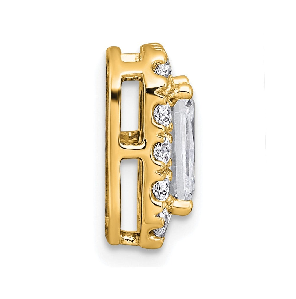 14K Yellow Or White Gold Lab Grown Diamond VS+ F+ Radiant Complete Halo Chain Slide Pendant