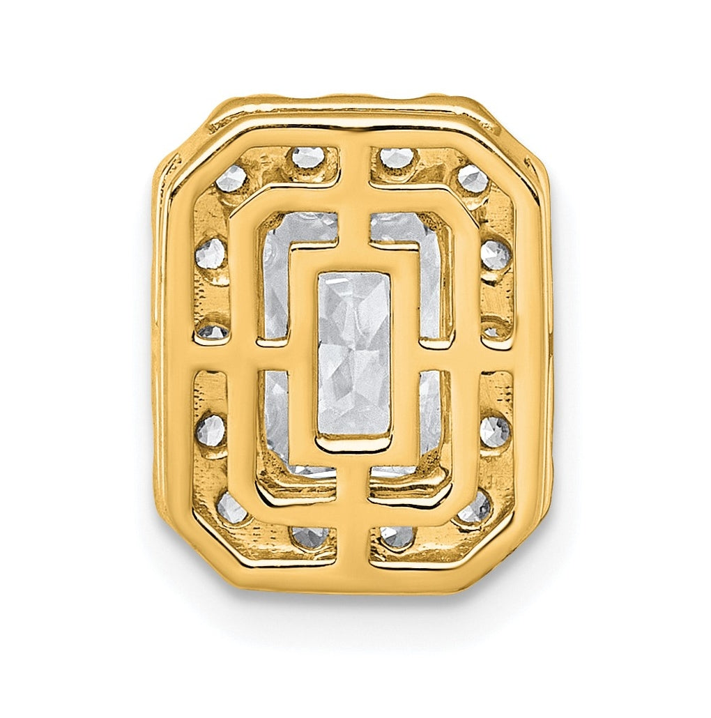 14K Yellow Or White Gold Certified Lab Grown Diamond VS+ F+ Radiant Complete Halo Chain Slide Pendant