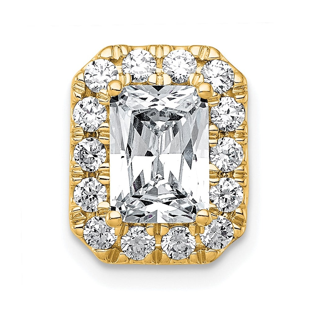 14K Yellow Or White Gold Certified Lab Grown Diamond VS+ F+ Radiant Complete Halo Chain Slide Pendant