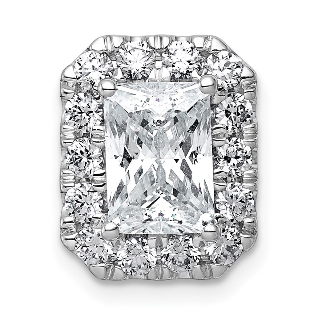 14K Yellow Or White Gold Lab Grown Diamond VS+ F+ Radiant Complete Halo Chain Slide Pendant